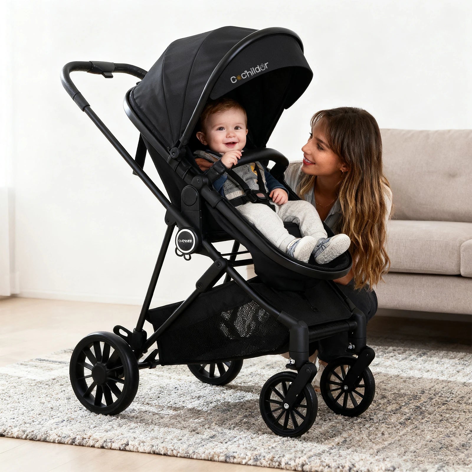 Reversible 3-in-1 Foldable Baby Stroller
