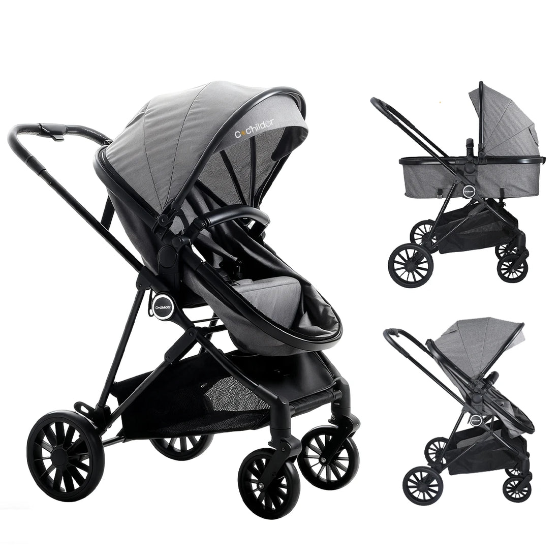 Reversible 3-in-1 Foldable Baby Stroller