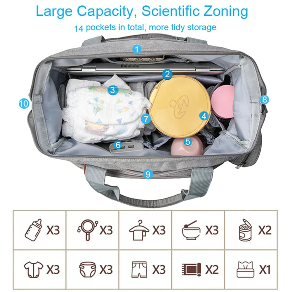 23L Diaper Backpack with Pacifier Pouch and Shoe Compartment